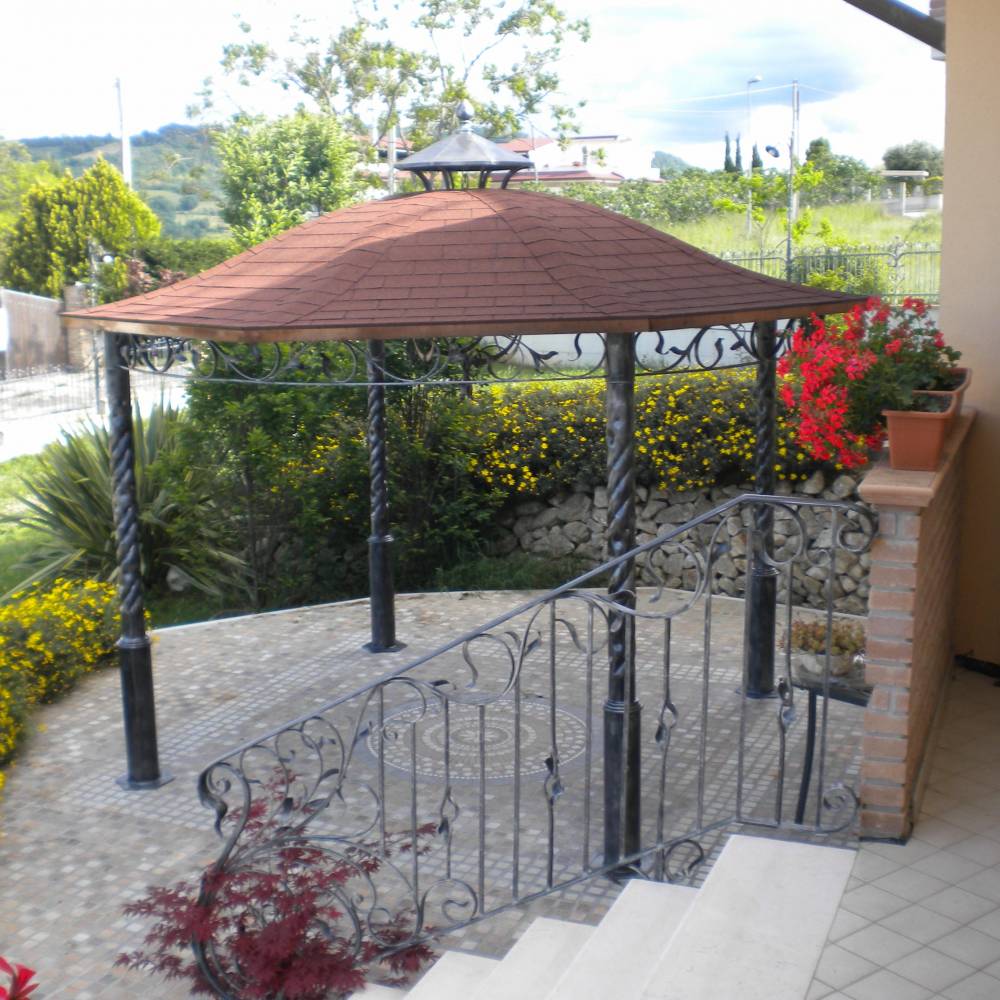 marquise pour terrasse en fer forgé